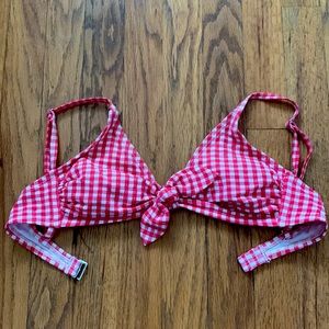 Xhilaration Adjustable Red and White checkered bikini top